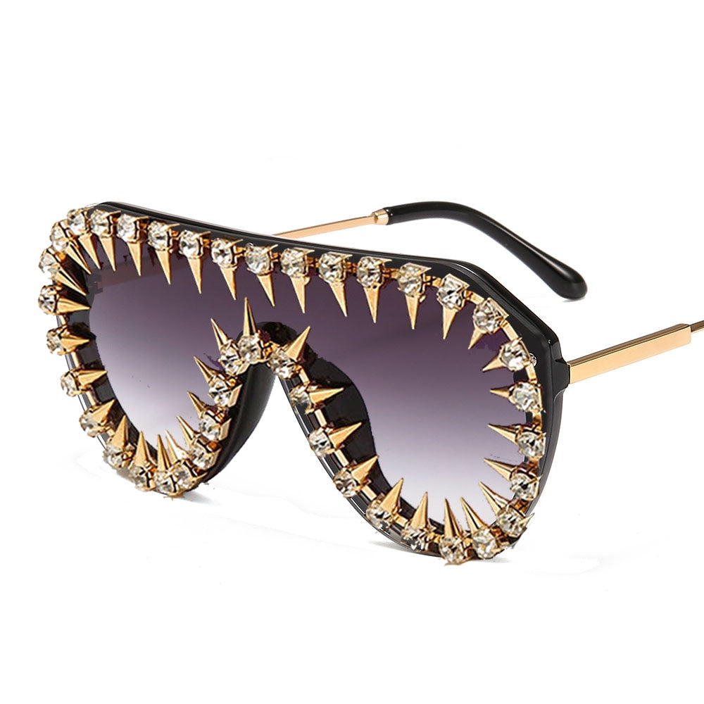  Unisex Luxury Steampunk Nail Diamond Rhinestones Oversized Sunglasses - Unisex Sunglasses - DYAVOR® 