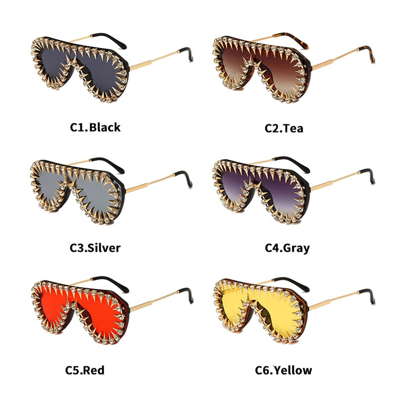  Unisex Luxury Steampunk Nail Diamond Rhinestones Oversized Sunglasses - Unisex Sunglasses - DYAVOR® 