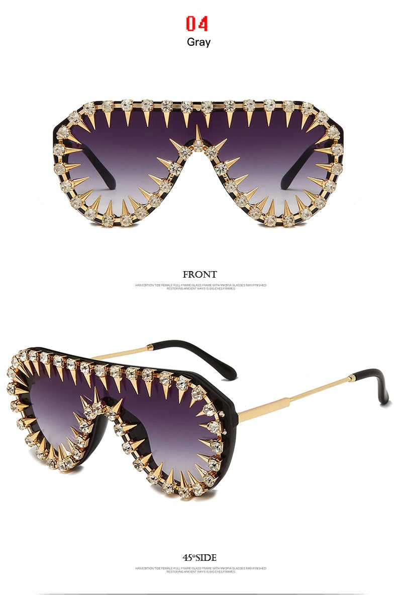  Unisex Luxury Steampunk Nail Diamond Rhinestones Oversized Sunglasses - Unisex Sunglasses - DYAVOR® 