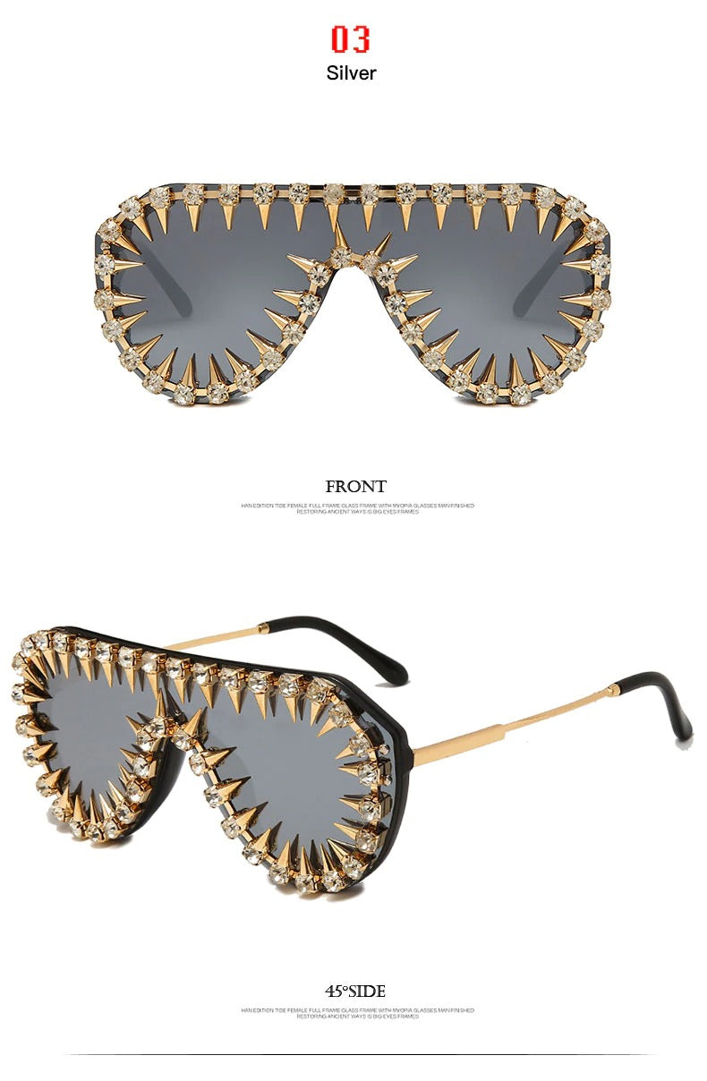  Unisex Luxury Steampunk Nail Diamond Rhinestones Oversized Sunglasses - Unisex Sunglasses - DYAVOR® 