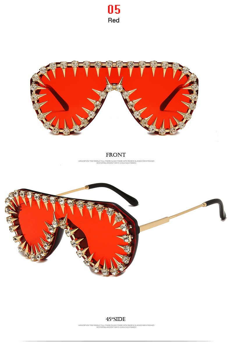  Unisex Luxury Steampunk Nail Diamond Rhinestones Oversized Sunglasses - Unisex Sunglasses - DYAVOR® 
