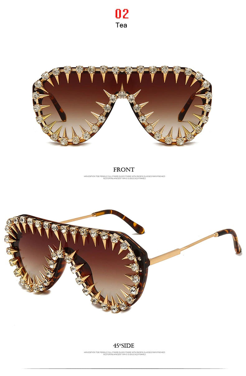  Unisex Luxury Steampunk Nail Diamond Rhinestones Oversized Sunglasses - Unisex Sunglasses - DYAVOR® 