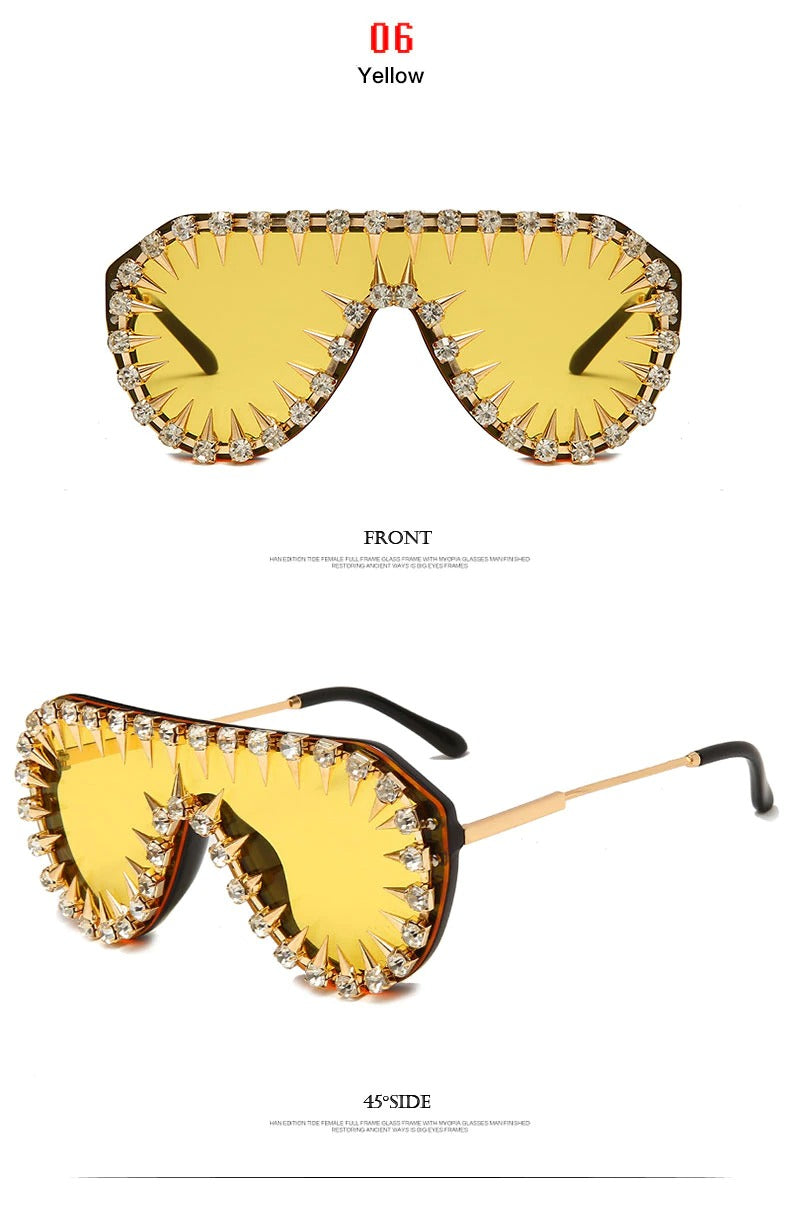  Unisex Luxury Steampunk Nail Diamond Rhinestones Oversized Sunglasses - Unisex Sunglasses - DYAVOR® 