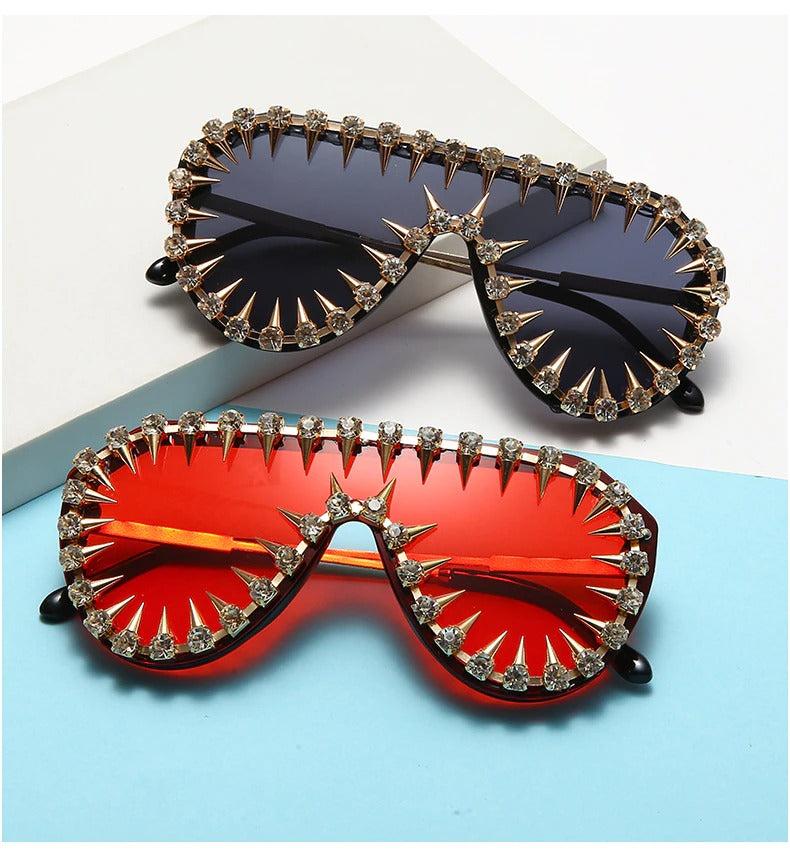  Unisex Luxury Steampunk Nail Diamond Rhinestones Oversized Sunglasses - Unisex Sunglasses - DYAVOR® 