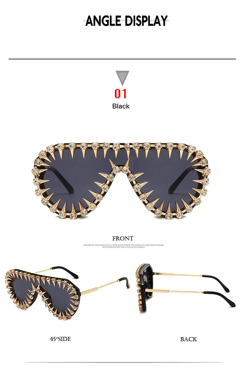  Unisex Luxury Steampunk Nail Diamond Rhinestones Oversized Sunglasses - Unisex Sunglasses - DYAVOR® 