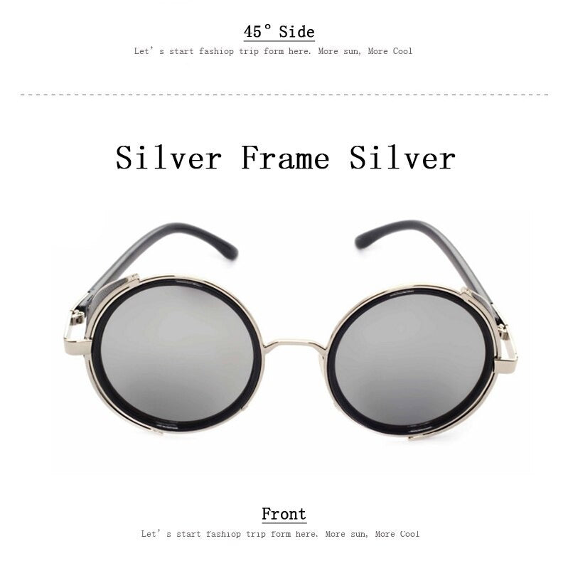  Steampunk Round Fashion Metal Designer Coated Women Sunglasses - Women Sunglasses - DYAVOR® 