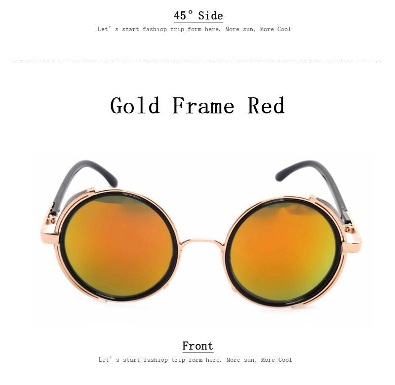  Steampunk Round Fashion Metal Designer Coated Women Sunglasses - Women Sunglasses - DYAVOR® 