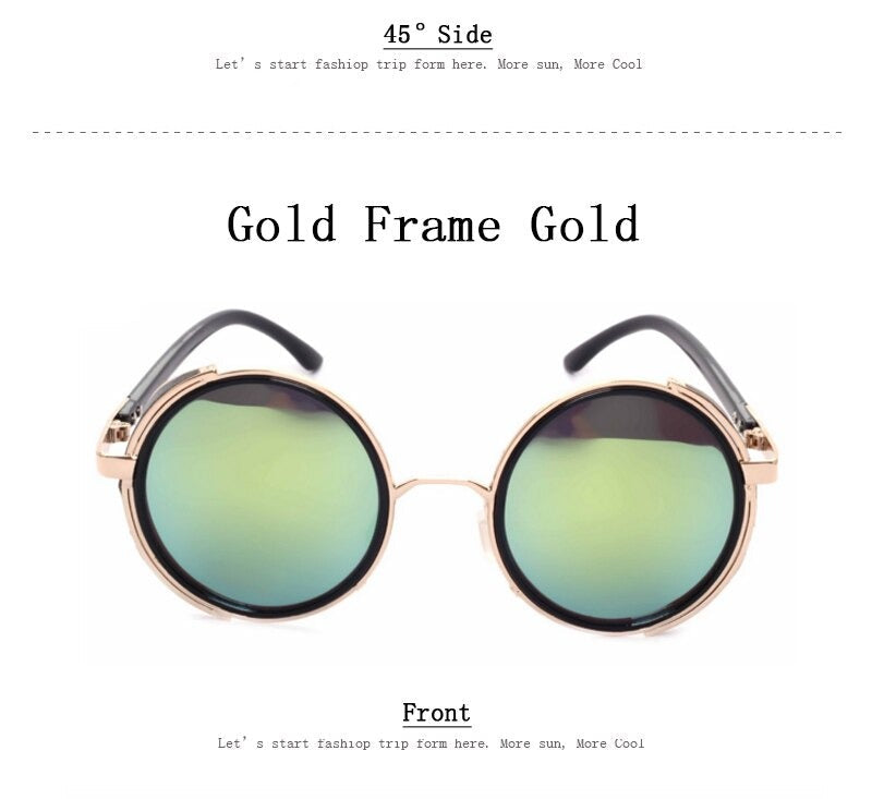  Steampunk Round Fashion Metal Designer Coated Women Sunglasses - Women Sunglasses - DYAVOR® 
