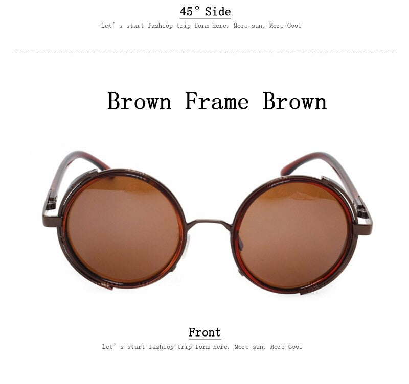  Steampunk Round Fashion Metal Designer Coated Women Sunglasses - Women Sunglasses - DYAVOR® 
