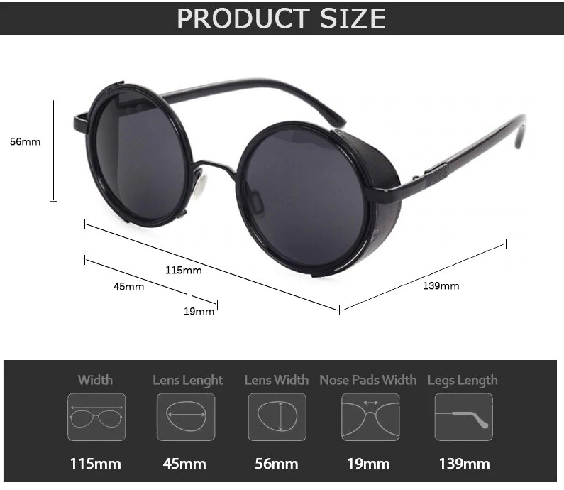  Steampunk Round Fashion Metal Designer Coated Women Sunglasses - Women Sunglasses - DYAVOR® 