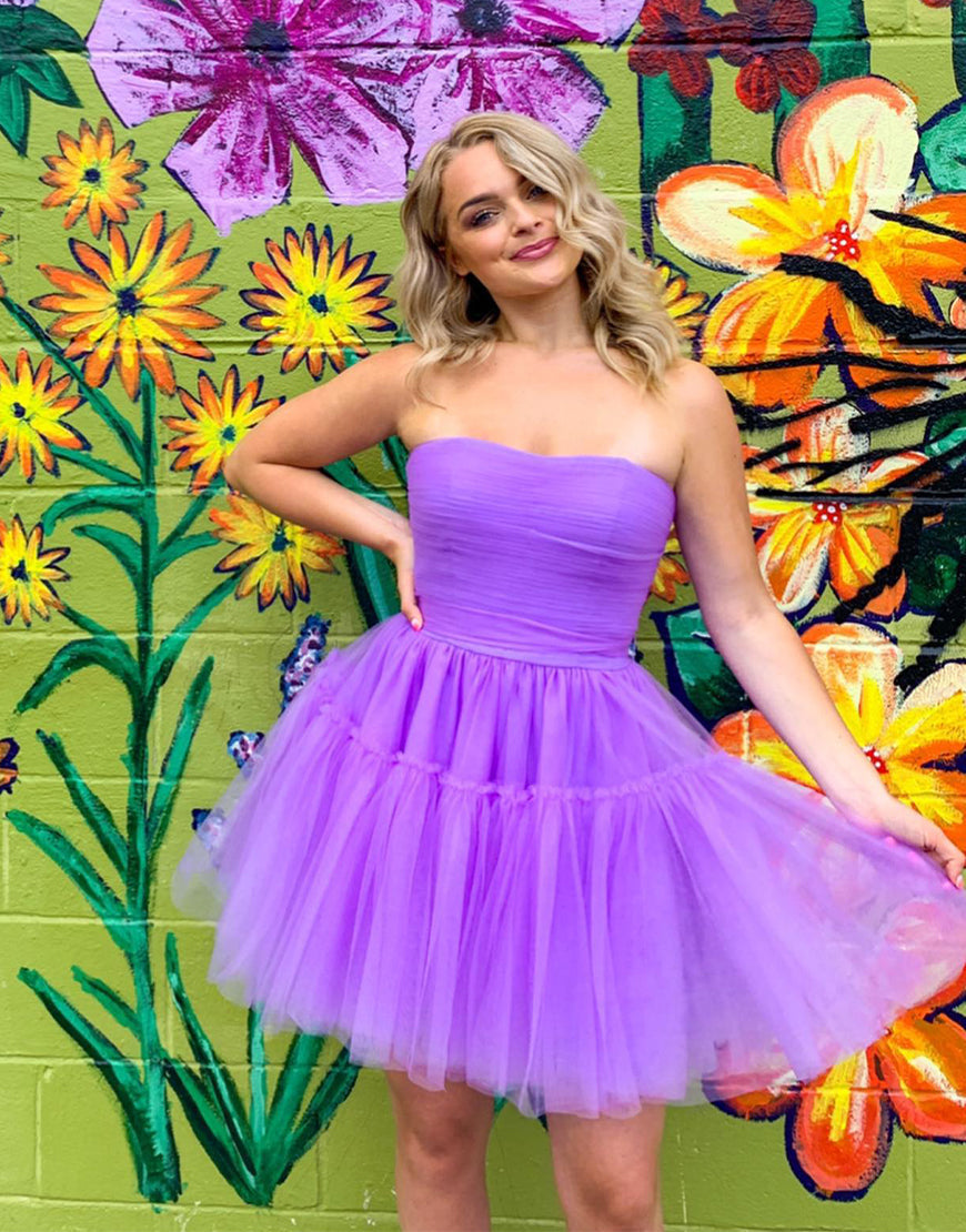  Hester |A line Strapless Tulle Homecoming Dress - Homecoming Dress - DYAVOR® 