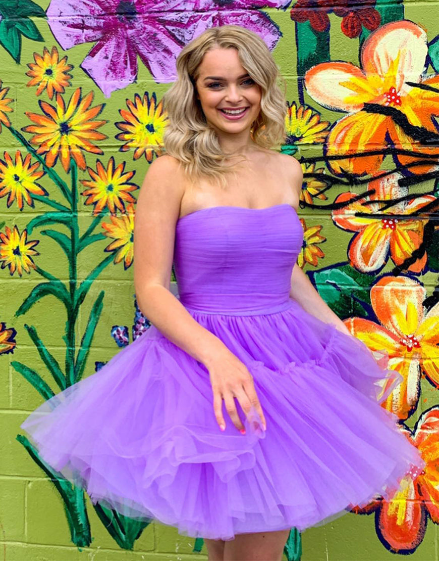  Hester |A line Strapless Tulle Homecoming Dress - Homecoming Dress - DYAVOR® 