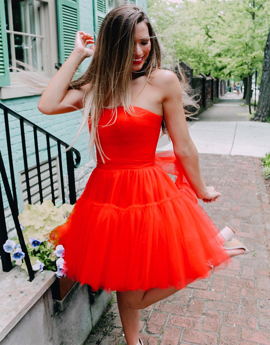  Hester |A line Strapless Tulle Homecoming Dress - Homecoming Dress - DYAVOR® 