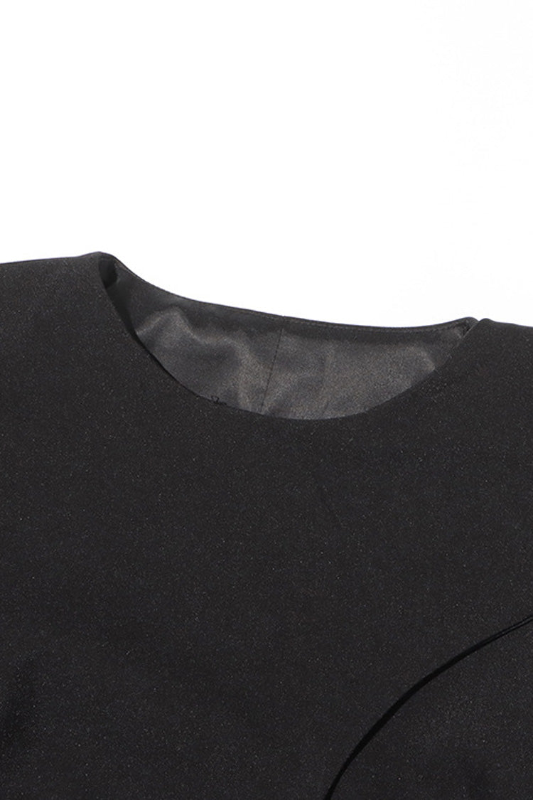  Stylish Crew Neck Draped Scarf Long Sleeve Cinch Waist Peplum Blazer - Blazers - DYAVOR® 