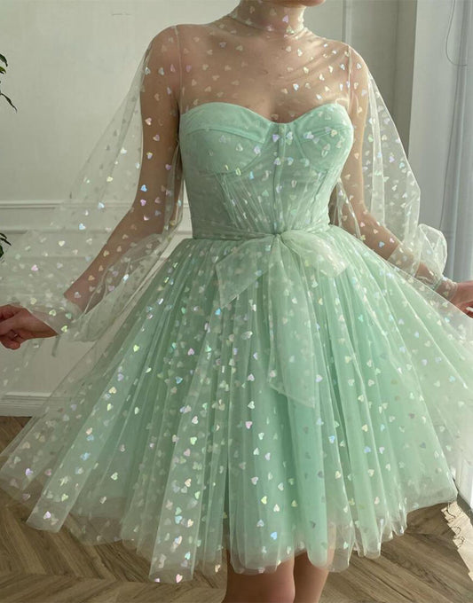  Gemma |A-Line Corset Homecoming Dress with Sleeves - Homecoming Dress - DYAVOR® 