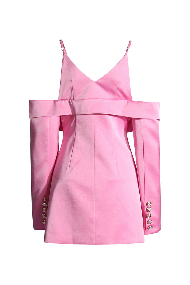  Unique Spaghetti Strap V Neck Folded Sleeve Cinch Waist Long Wrap Blazer - Blazers - DYAVOR® 