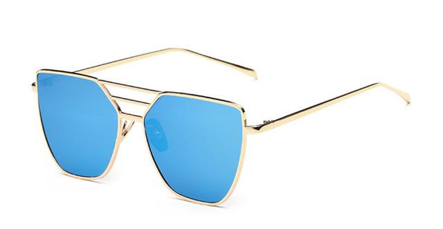  Unisex Cool Flat Top Alloy Frame Sunglasses with Rose Gold Mirror Lens - Women Sunglasses - DYAVOR® 
