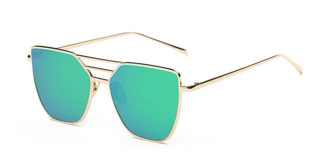  Unisex Cool Flat Top Alloy Frame Sunglasses with Rose Gold Mirror Lens - Women Sunglasses - DYAVOR® 