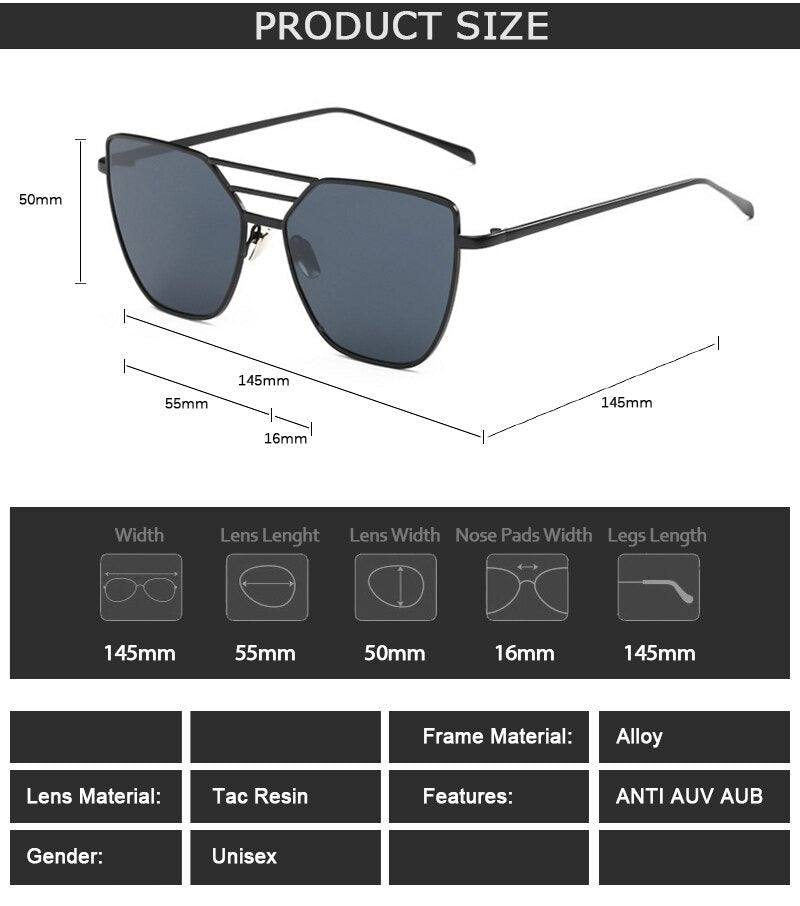  Unisex Cool Flat Top Alloy Frame Sunglasses with Rose Gold Mirror Lens - Women Sunglasses - DYAVOR® 