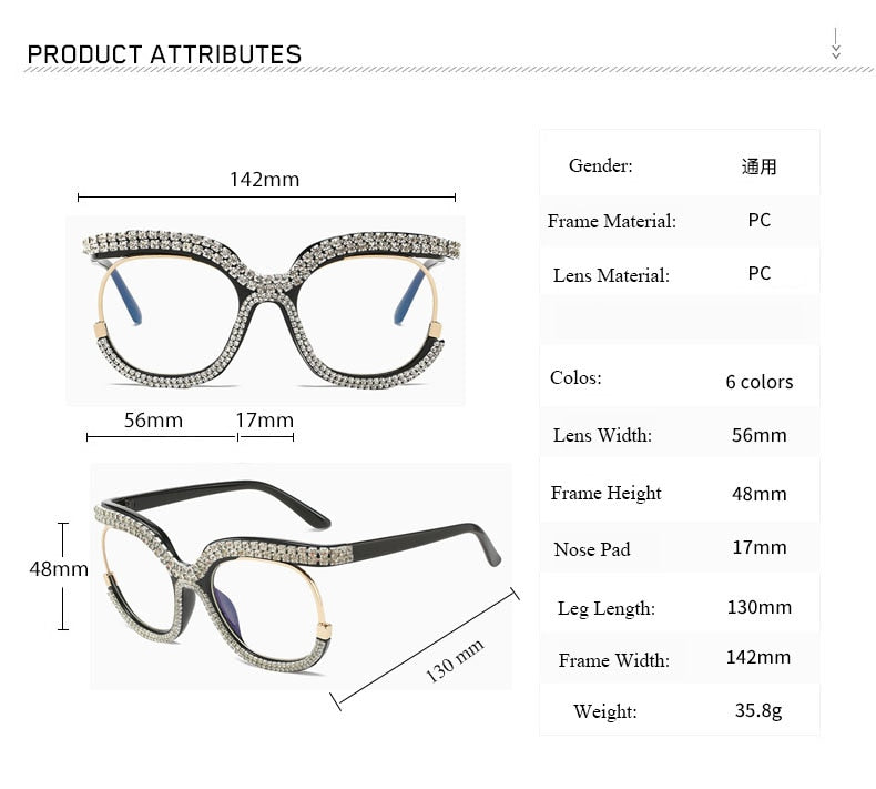  Unisex Luxury Oversized Rhinestone Bling Transparent Sunglasses - Unisex Sunglasses - DYAVOR® 