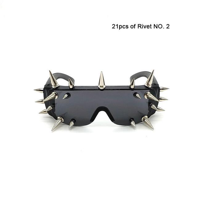  Unisex Deal With It One Piece Rivet Steampunk Gradient Sunglasses - Women Sunglasses - DYAVOR® 