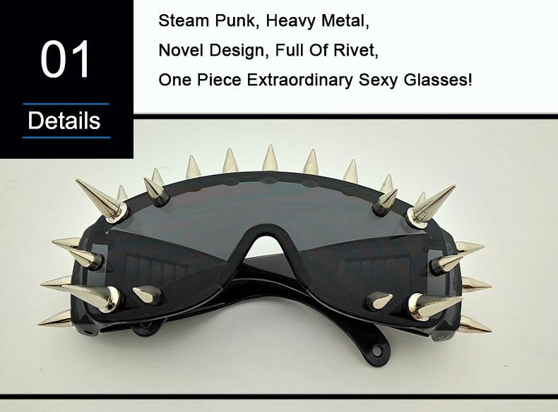  Unisex Deal With It One Piece Rivet Steampunk Gradient Sunglasses - Women Sunglasses - DYAVOR® 