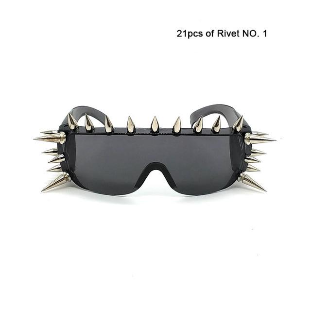  Unisex Deal With It One Piece Rivet Steampunk Gradient Sunglasses - Women Sunglasses - DYAVOR® 