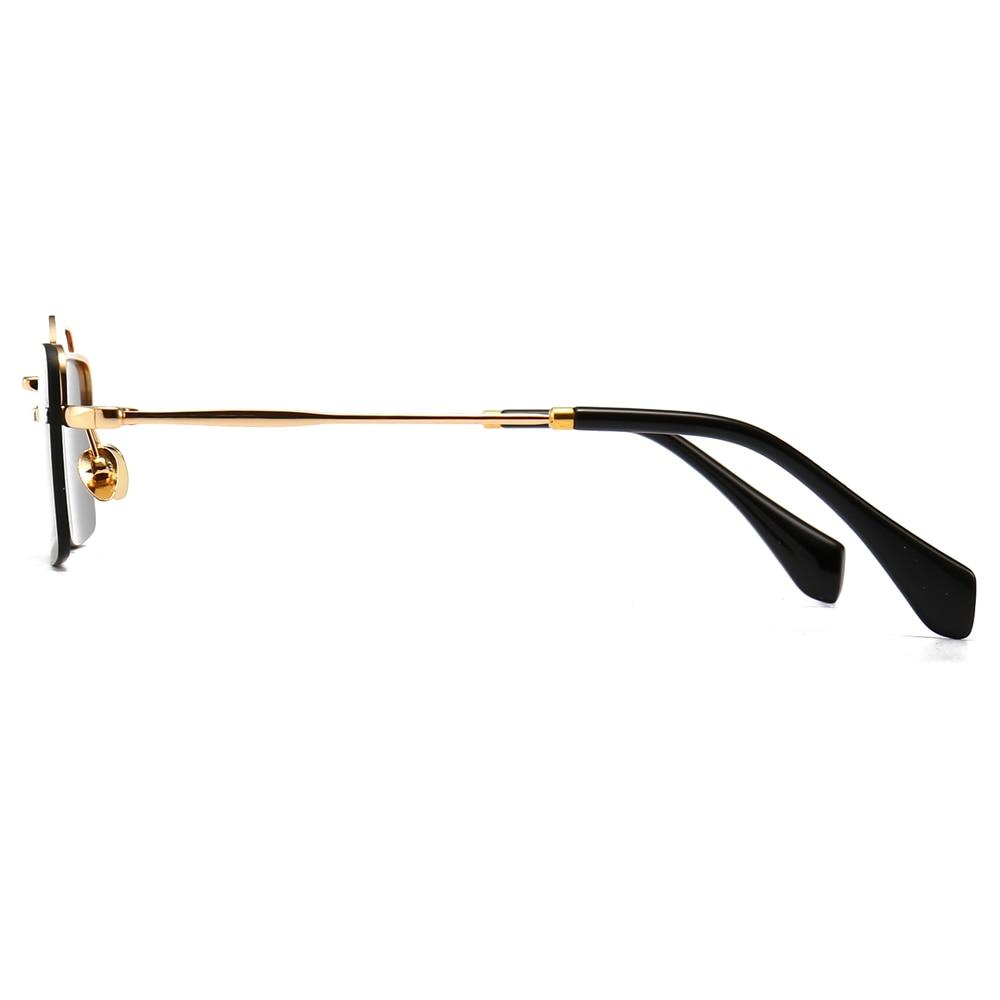 Unisex Gold Brown Red Retro Semi-Rimless Rectangle Metal Frame Sunglasses - Unisex Sunglasses - DYAVOR® 