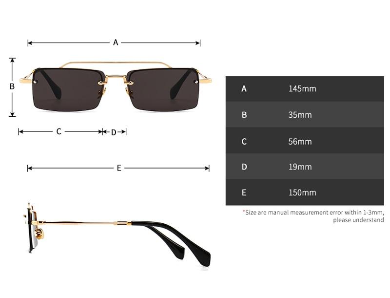  Unisex Gold Brown Red Retro Semi-Rimless Rectangle Metal Frame Sunglasses - Unisex Sunglasses - DYAVOR® 