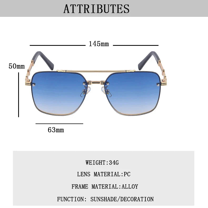  Men and Women Vintage Luxury Gradient Shade Square Sunglasses - Unisex Sunglasses - DYAVOR® 