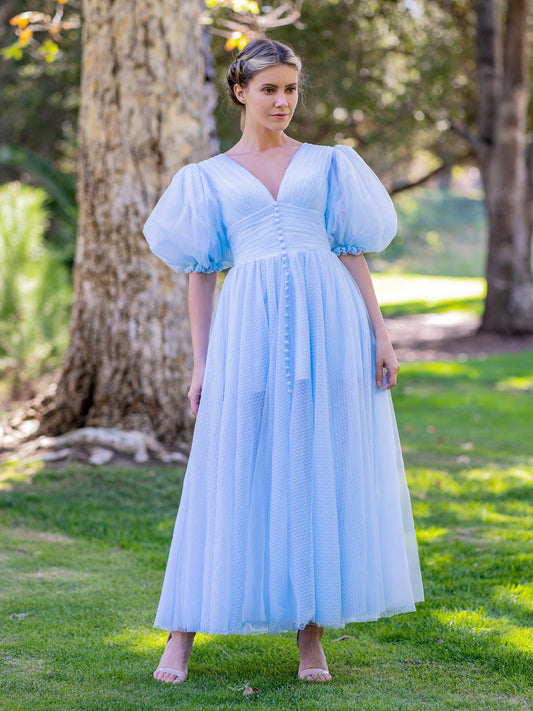  V-neck Maxi Length Tulle Prom Dress - Prom Dresses - DYAVOR® 