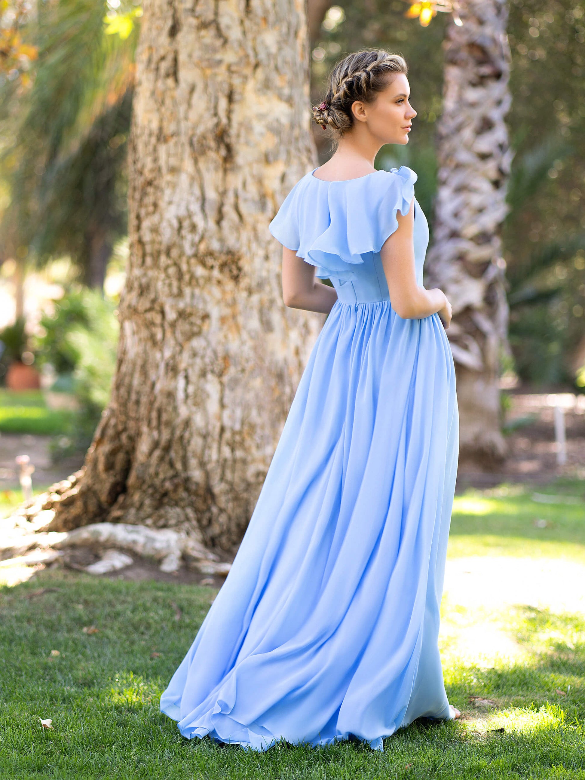  V-neck Asymmetric Top Chiffon Floor Length Dress - Prom Dresses - DYAVOR® 