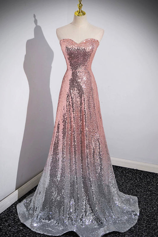  Cleo | Mermaid Sequins Long Prom Dress, Sparkling Sweetheart Neckline Ombre Evening Dress - Prom Dress - DYAVOR® 