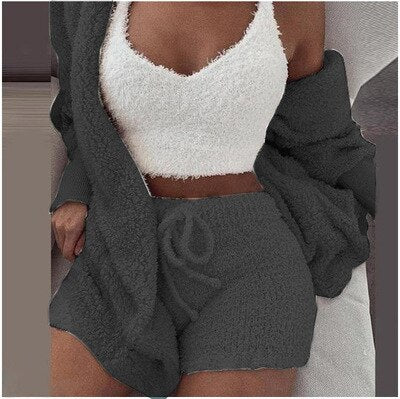  Fluffy Pajama Set for Women | 3-Piece Winter Loungewear - 11/162024 1 - DYAVOR® 