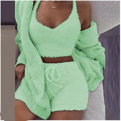  Fluffy Pajama Set for Women | 3-Piece Winter Loungewear - 11/162024 1 - DYAVOR® 