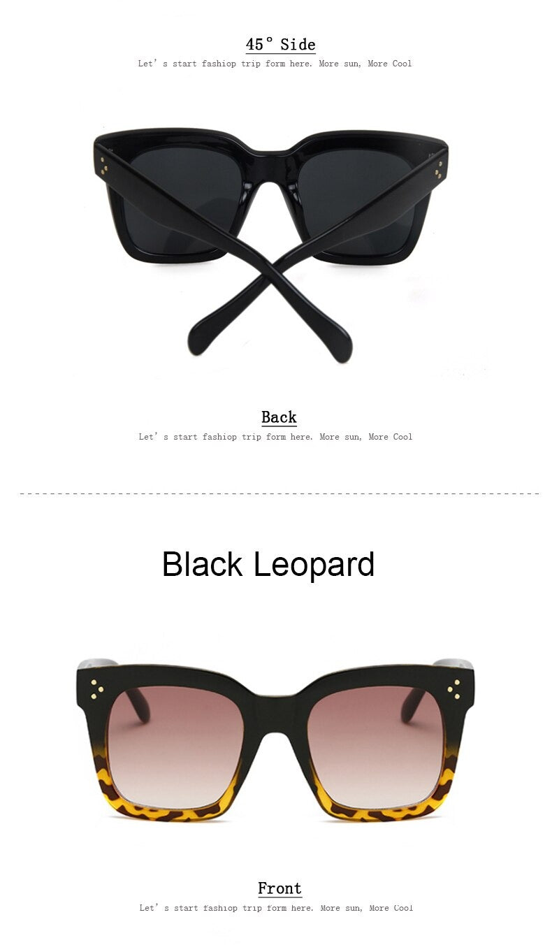  Vintage Fashion Big Square Frame Designer Gradient Sunglasses for Women - Women Sunglasses - DYAVOR® 