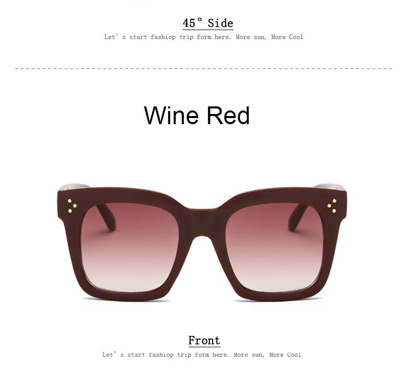  Vintage Fashion Big Square Frame Designer Gradient Sunglasses for Women - Women Sunglasses - DYAVOR® 