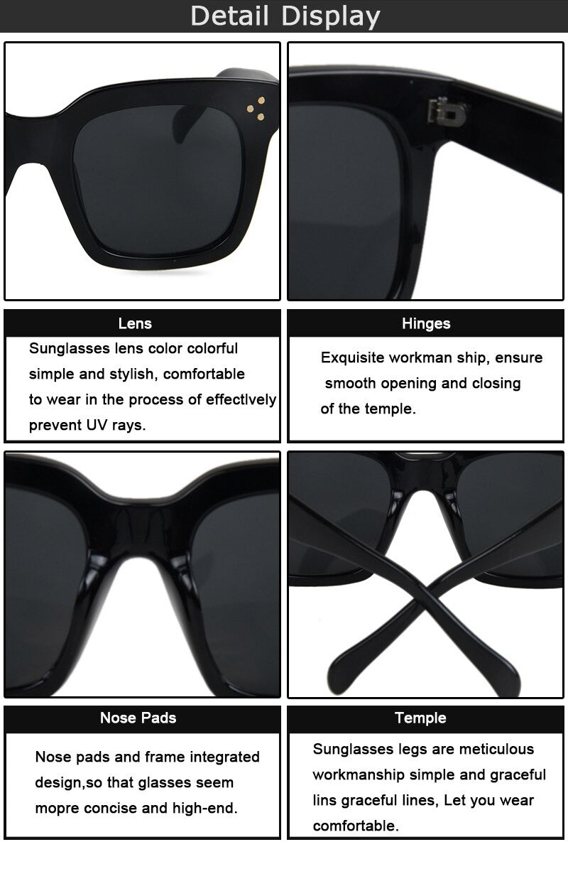  Vintage Fashion Big Square Frame Designer Gradient Sunglasses for Women - Women Sunglasses - DYAVOR® 
