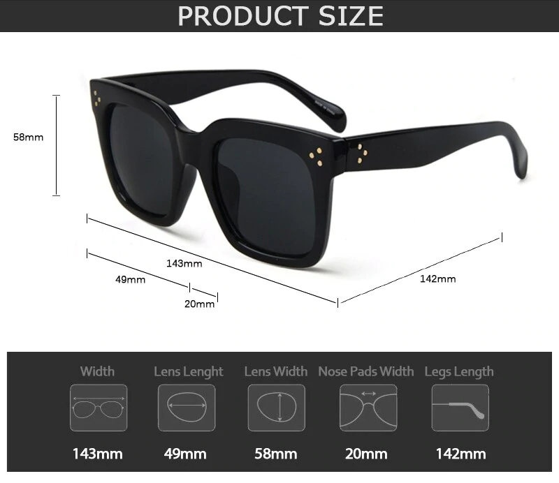  Vintage Fashion Big Square Frame Designer Gradient Sunglasses for Women - Women Sunglasses - DYAVOR® 