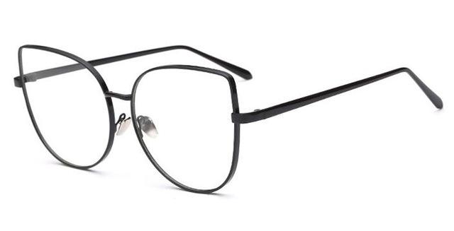  Vintage Fashion Metal Flat Frame Clear Lens Cat Eye Sunglasses for Women - Women Sunglasses - DYAVOR® 