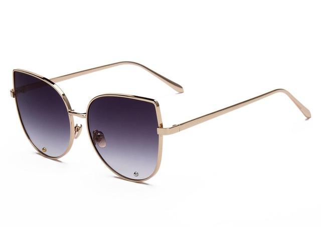  Vintage Fashion Metal Flat Frame Clear Lens Cat Eye Sunglasses for Women - Women Sunglasses - DYAVOR® 
