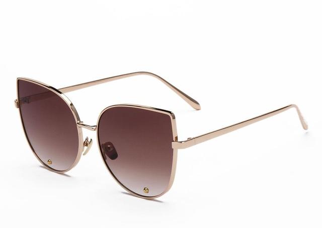  Vintage Fashion Metal Flat Frame Clear Lens Cat Eye Sunglasses for Women - Women Sunglasses - DYAVOR® 