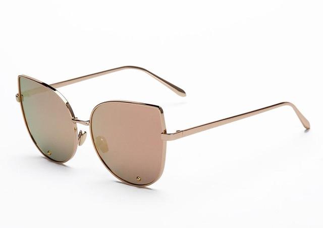  Vintage Fashion Metal Flat Frame Clear Lens Cat Eye Sunglasses for Women - Women Sunglasses - DYAVOR® 