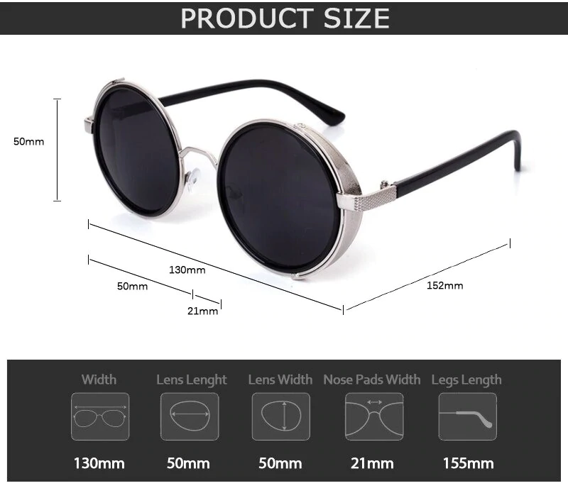  Vintage Fashion Round Metal Frame Gothic Steampunk Unisex Sunglasses - Unisex Sunglasses - DYAVOR® 