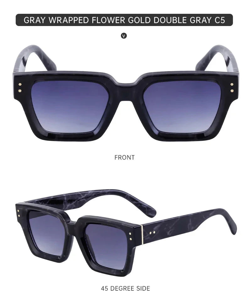  Men and Women Vintage Style Anti-UV400 Gradient Square Sunglasses - Unisex Sunglasses - DYAVOR® 