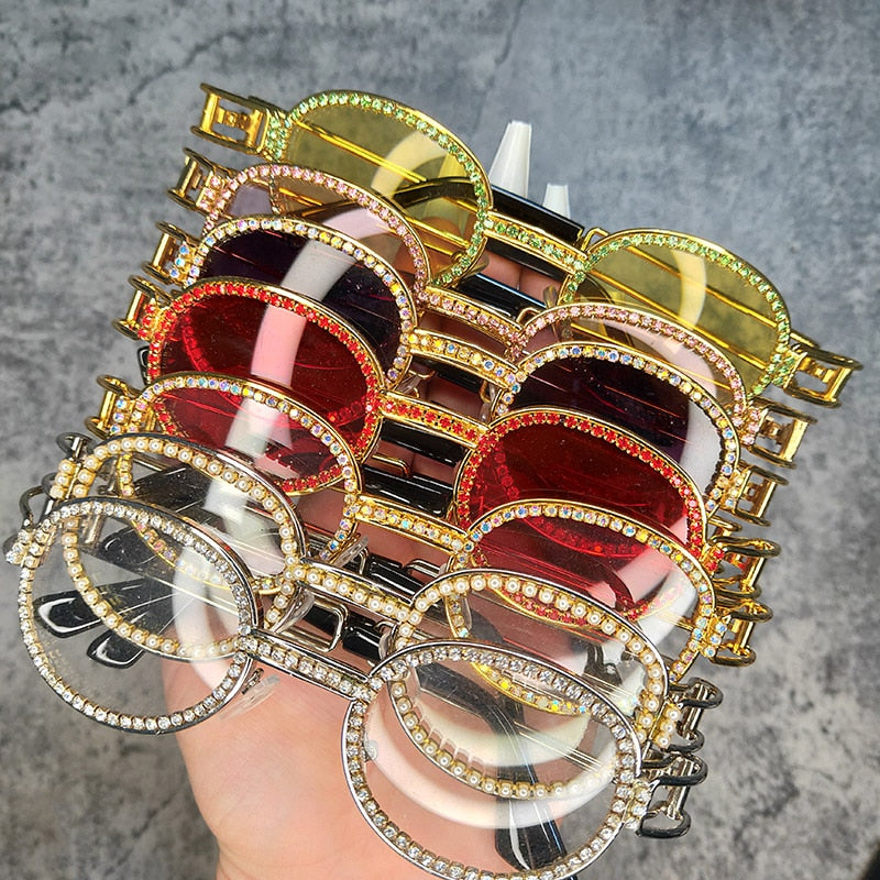  Women's Vintage Steampunk Rhinestone Diamond Designer Sunglasses - Women Sunglasses - DYAVOR® 