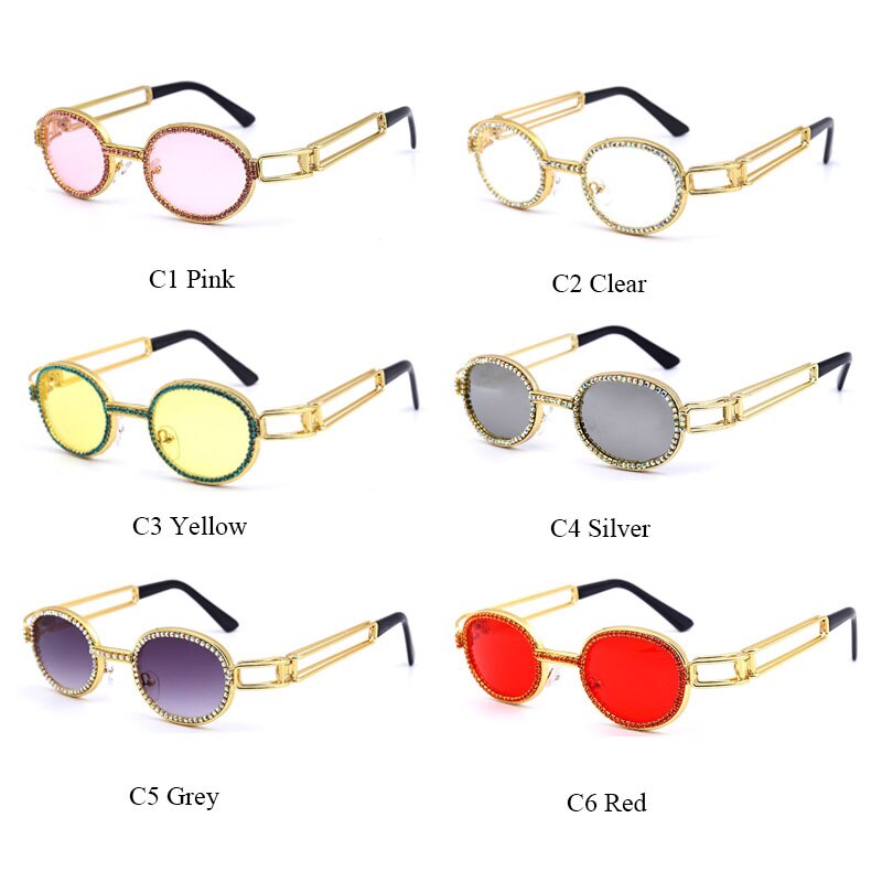  Women's Vintage Steampunk Rhinestone Diamond Designer Sunglasses - Women Sunglasses - DYAVOR® 