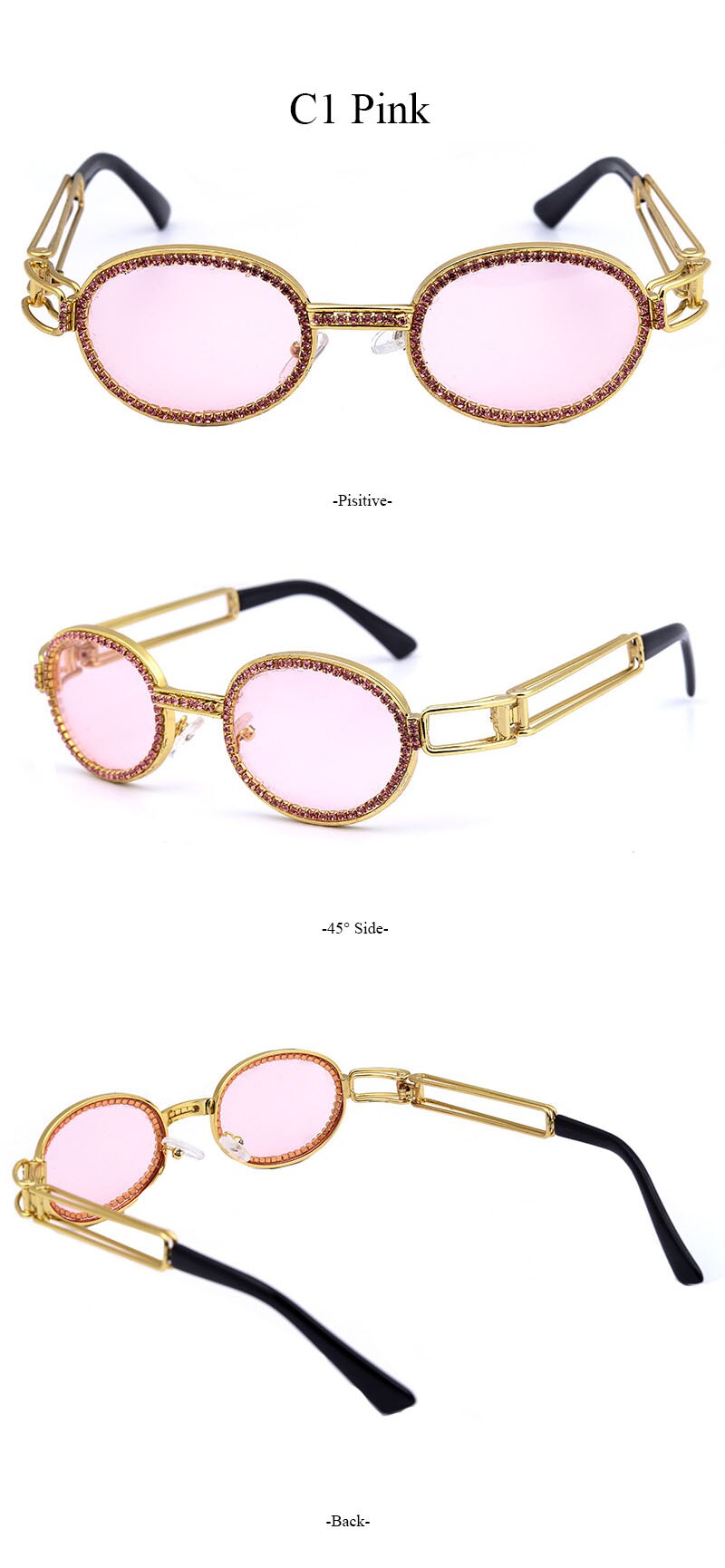  Women's Vintage Steampunk Rhinestone Diamond Designer Sunglasses - Women Sunglasses - DYAVOR® 
