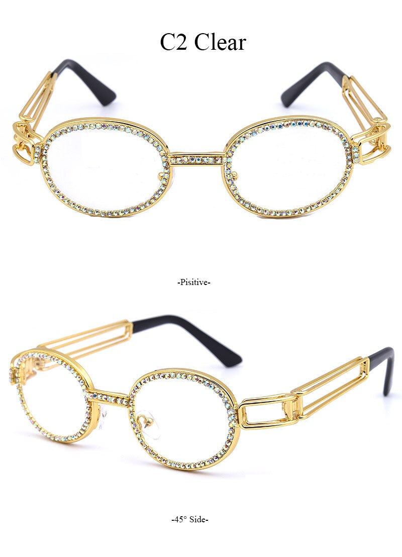 Women's Vintage Steampunk Rhinestone Diamond Designer Sunglasses - Women Sunglasses - DYAVOR® 