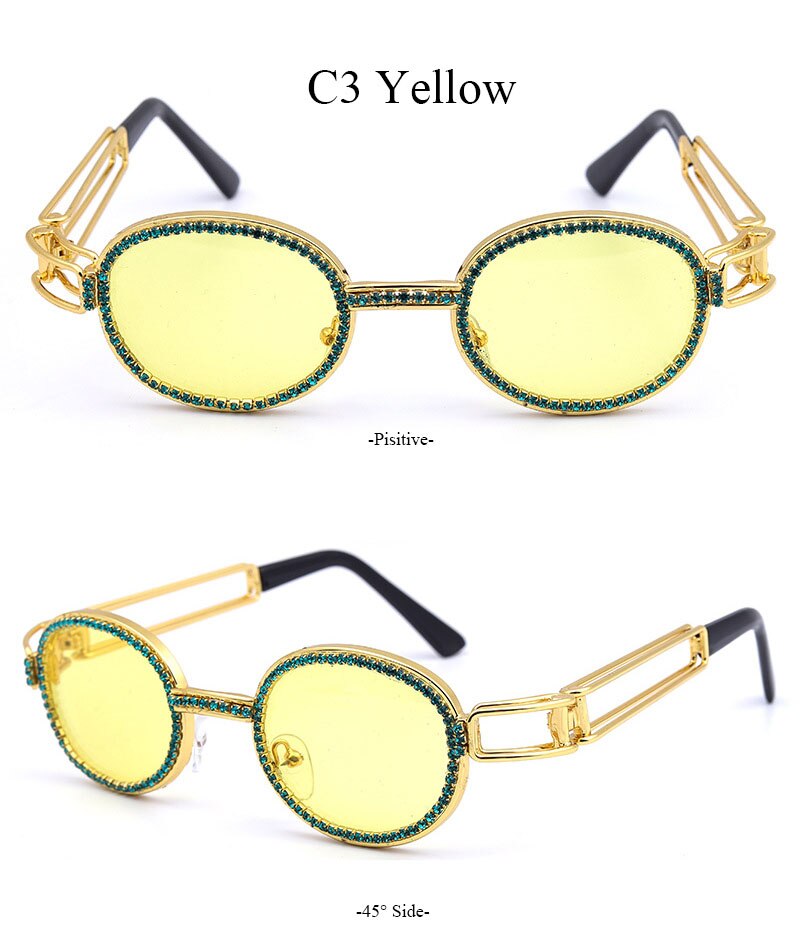  Women's Vintage Steampunk Rhinestone Diamond Designer Sunglasses - Women Sunglasses - DYAVOR® 